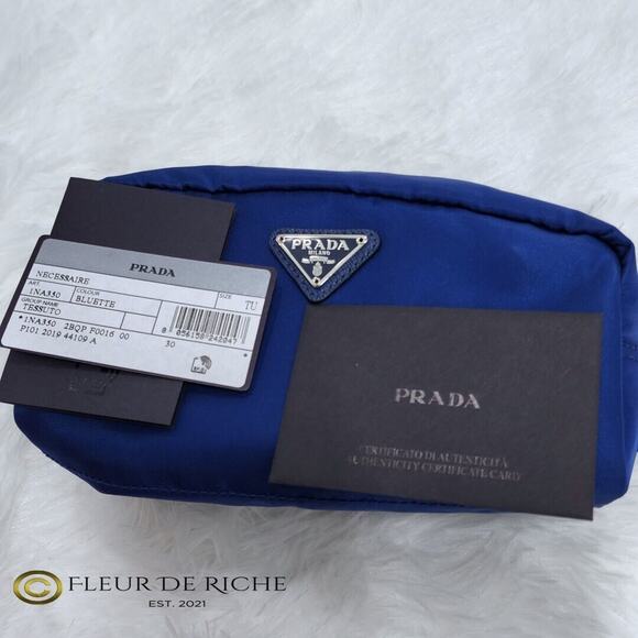 Prada Necessaire Nylon Cosmetic Case Blue Bleuette 1NA350 - Picture 13 of 13